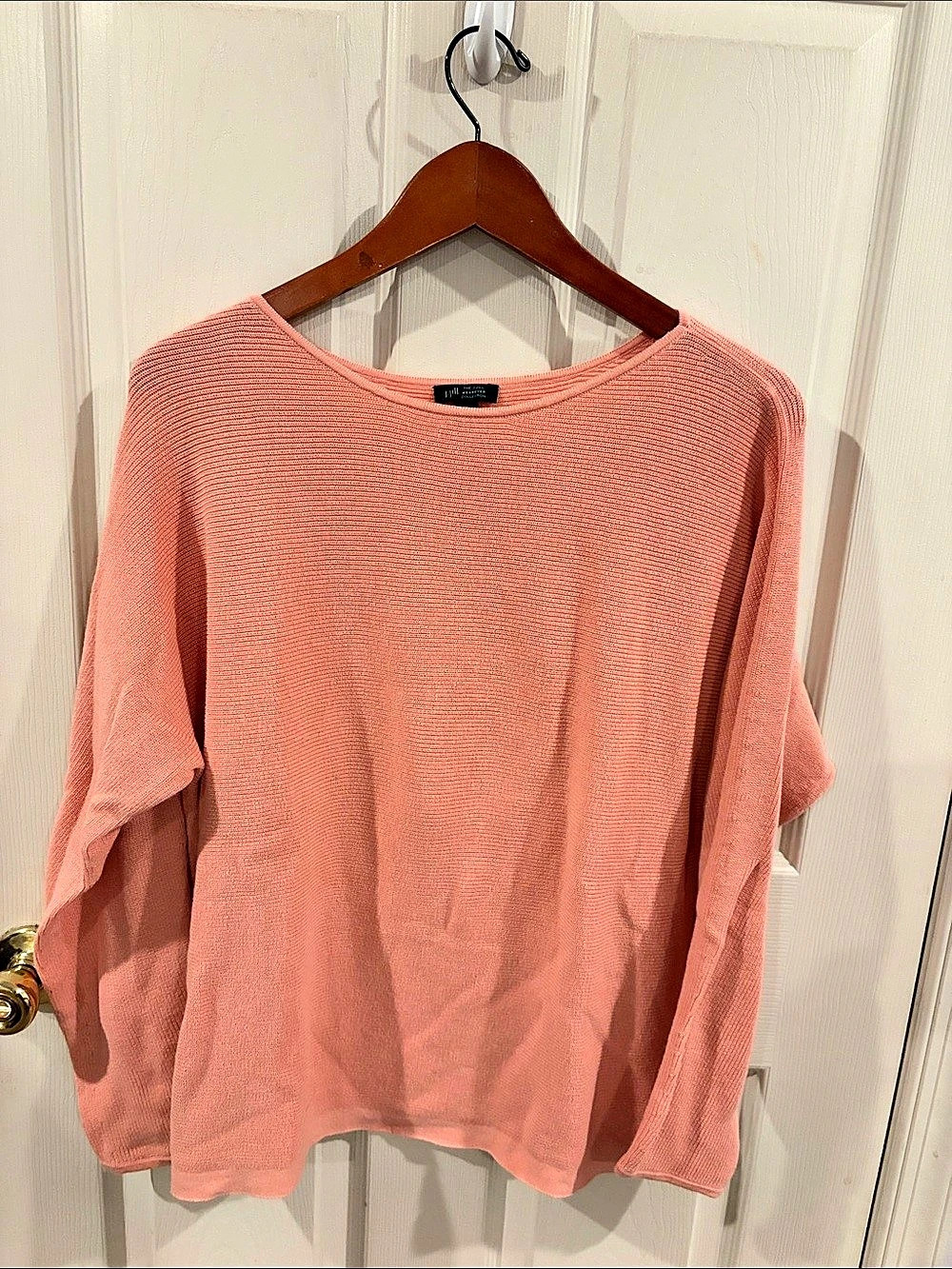 J Jill Wearever Collection Ribbed Boatneck Pullover Sweater Pink Knit Sweater